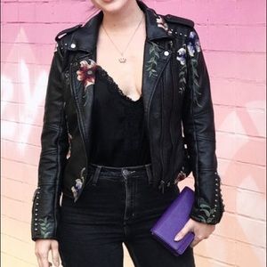 BlankNYC Floral leather jacket